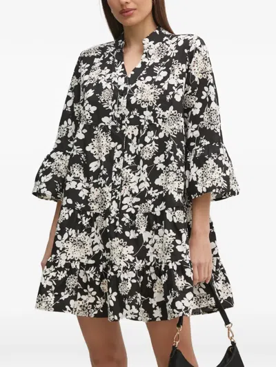 Gaudì Floral-print Midi Dress In Black