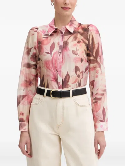 Gaudì Floral-print Puff-sleeve Shirt In Pink