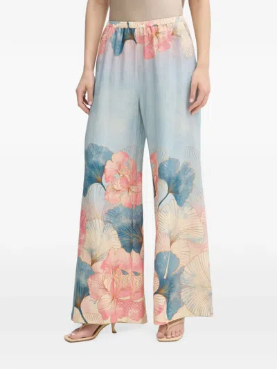 Gaudì Floral-print Wide-leg Trousers In Blue