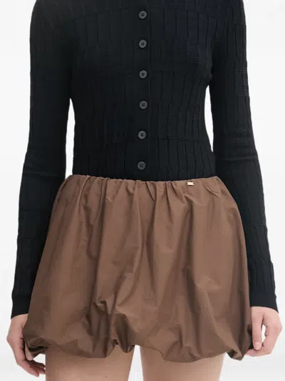 Gaudì Gathered Puff-hem Mini Skirt In Brown