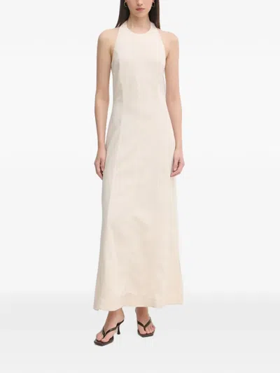 Gaudì Halterneck Backless Maxi Dress In Neutral
