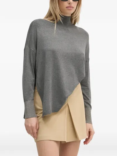 Gaudì High-neck Asymmetric Sweater In Gray