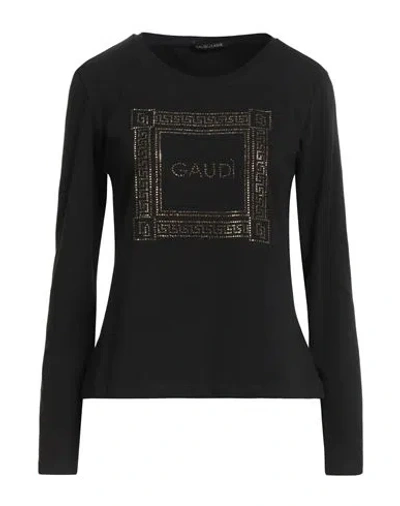 Gaudì Jeans Woman T-shirt Black Size M Cotton, Elastane