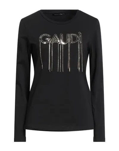 Gaudì Jeans Woman T-shirt Black Size M Cotton, Elastane