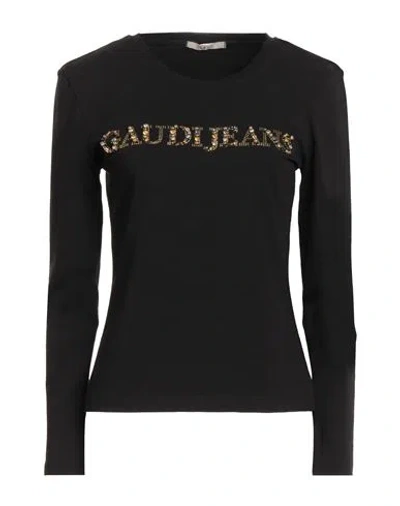 Gaudì Jeans Woman T-shirt Black Size S Cotton, Elastane