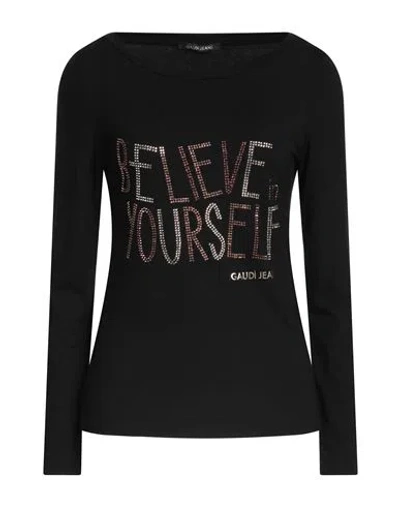 Gaudì Jeans Woman T-shirt Black Size Xs Viscose, Elastane