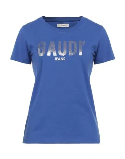 Gaudì Jeans Woman T-shirt Blue Size S Cotton, Elastane