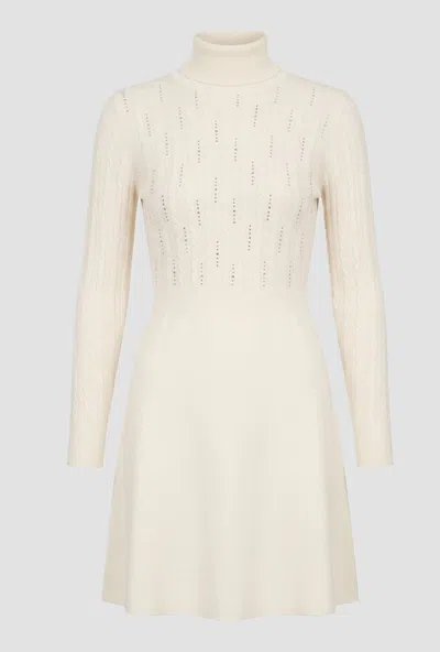 Gaudì Knitted Dress With Rhinestones Woman Cream In Neutral