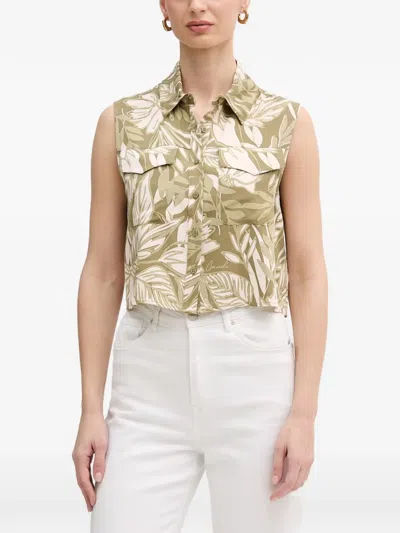 Gaudì Leaf-print Sleeveless Shirt In Multi