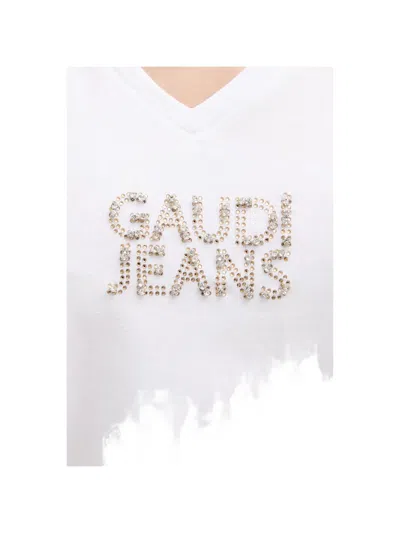 Gaudì Logo-embellished Knot-detail T-shirt In White
