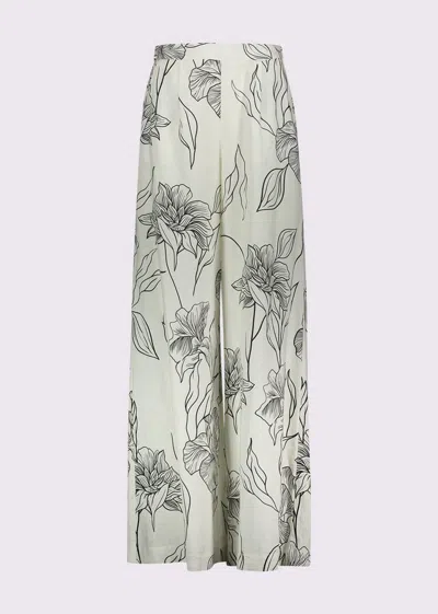 Gaudì Pant With White-black Floral Print In Multi