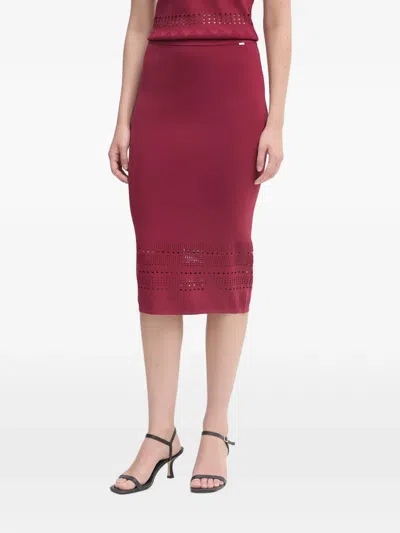 Gaudì Perforated-knit Midi Skirt In Animal Print