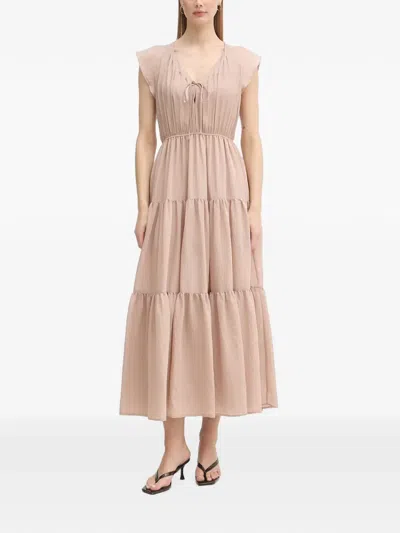 Gaudì Pleated Tiered Midi Dress In Neutral