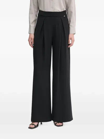 Gaudì Pleated Wide-leg Trousers In Black