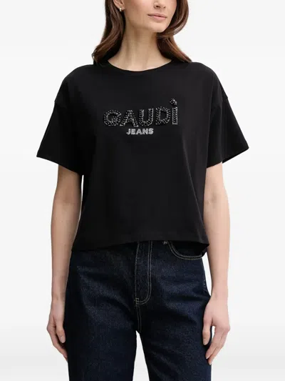 Gaudì Rhinestones Embellished T-shirt In Black