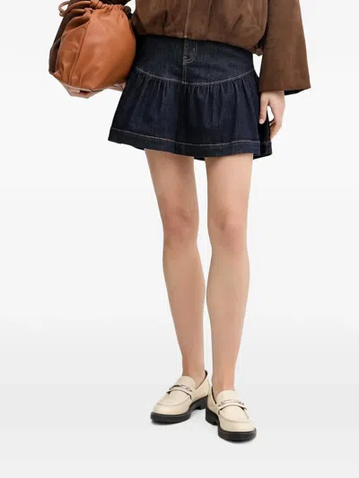 Gaudì Ruffled Denim Mini Skirt In Blue