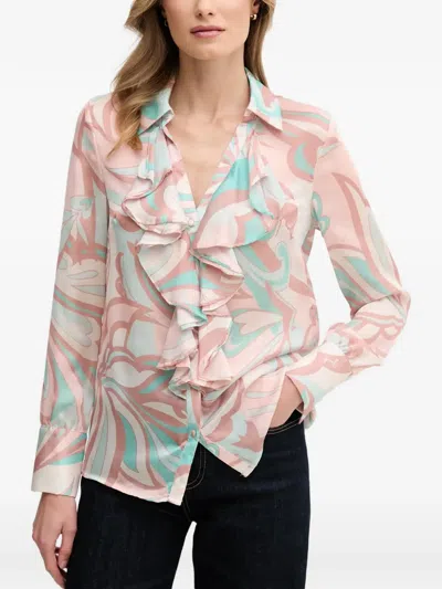 Gaudì Ruffled Patterned Shirt In Pink