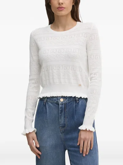 Gaudì Ruffled Sweater In White