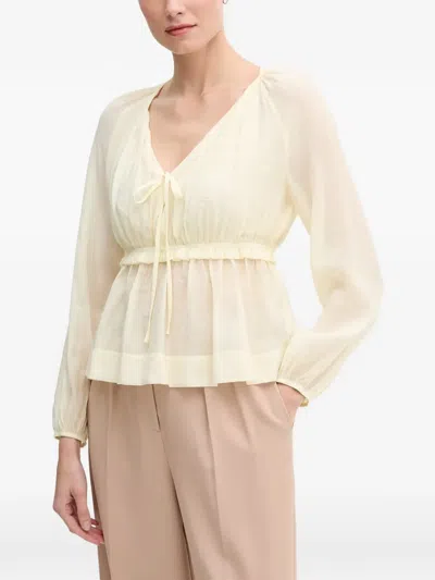 Gaudì Ruffled Tie-fastening Blouse In Yellow