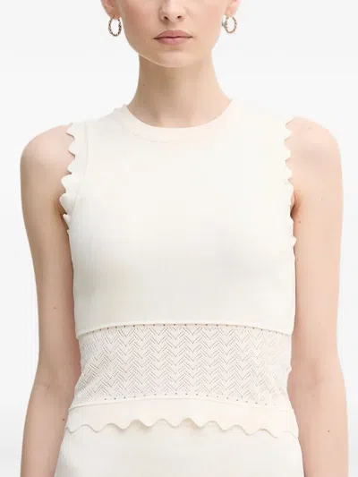Gaudì Scalloped-trim Top In White