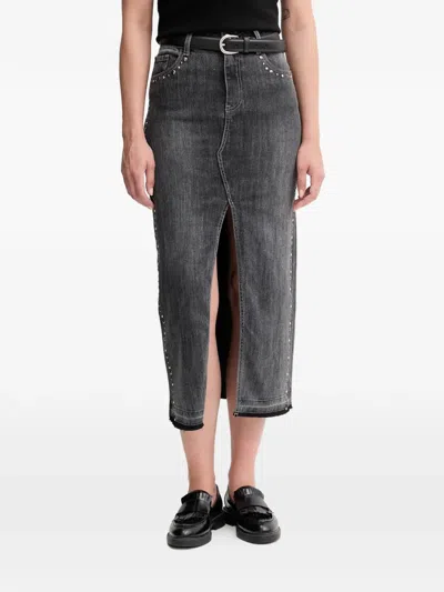 Gaudì Stud-embellished Split Skirt In Black