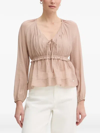 Gaudì Tie-fastening Peplum-hem Blouse In Neutral