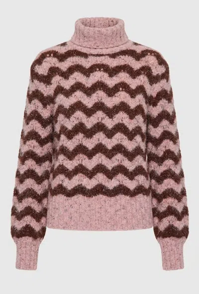 Gaudì Turtleneck With Zig-zag Pattern Pink-brown Woman