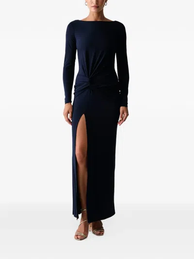 Gaudì Twist-detail Front-slit Maxi Dress In Blue