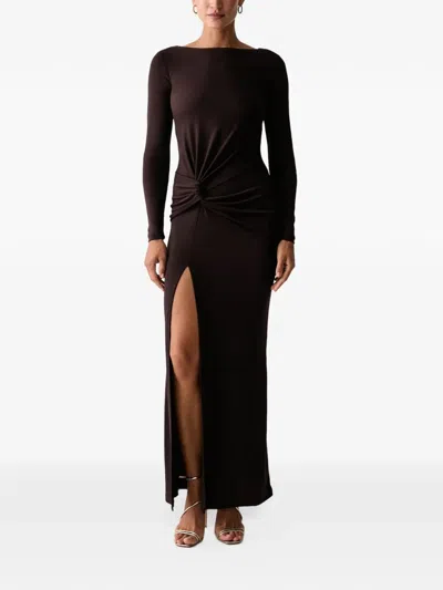 Gaudì Twist-detail Front-slit Maxi Dress In Brown