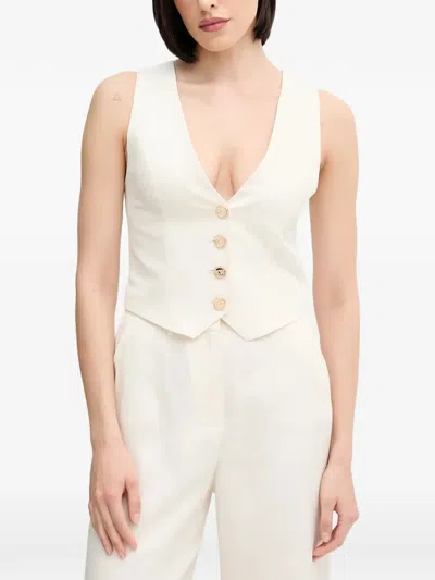 Gaudì V-neck Buttoned Vest In White