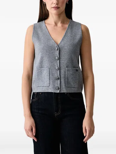 Gaudì V-neck Button-up Vest In Grey