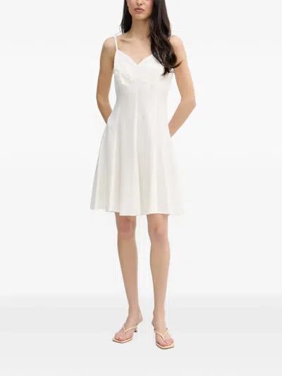 Gaudì V-neck Flared Mini Dress In White