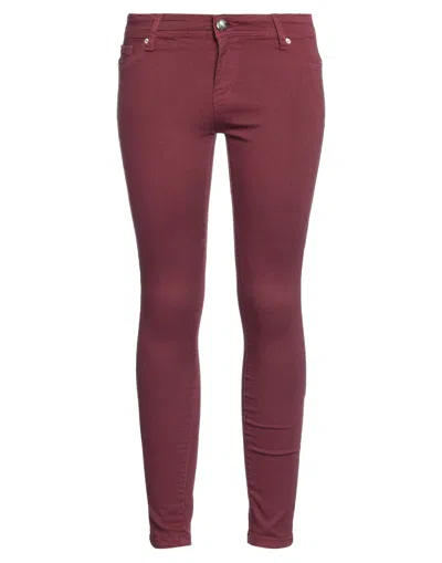 Gaudì Woman Jeans Burgundy Size 26 Cotton, Polyester, Elastane In Red