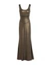 Gaudì Woman Maxi Dress Bronze Size 6 Polyester, Elastane In Brown