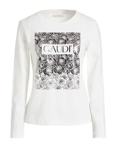 Gaudì Woman T-shirt Ivory Size S Cotton, Elastane In White