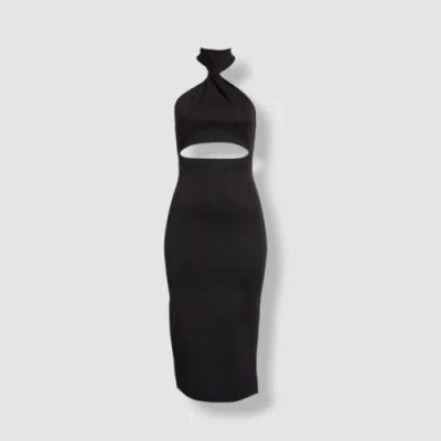 Pre-owned Gauge81 $370  Women's Black Abile Cutout Halter Midi Dress Size Xs