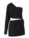 Gauge81 Arica One-shoulder Silk Mini Dress In Black