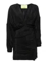 Gauge81 Naha Draped Mini Shirt Dress In Negro