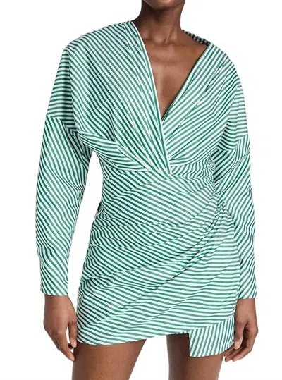 Gauge81 Asuka Poplin Dress In White/evergreen In Green