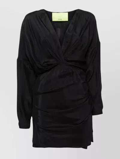 Gauge81 Asymmetric Draped Silk Dress V-neck