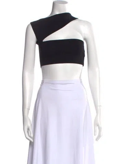 Pre-owned Gauge81 Asymmetrical Long Sleeve Crop Top In Black