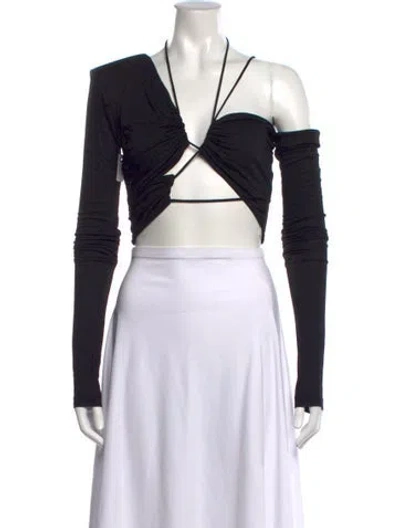 Pre-owned Gauge81 Asymmetrical Long Sleeve Crop Top W/ Tags In Black