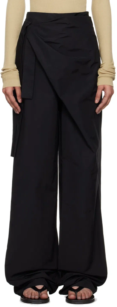 Gauge81 Carlow Knotted Draped Crepe Wide-leg Pants In Black