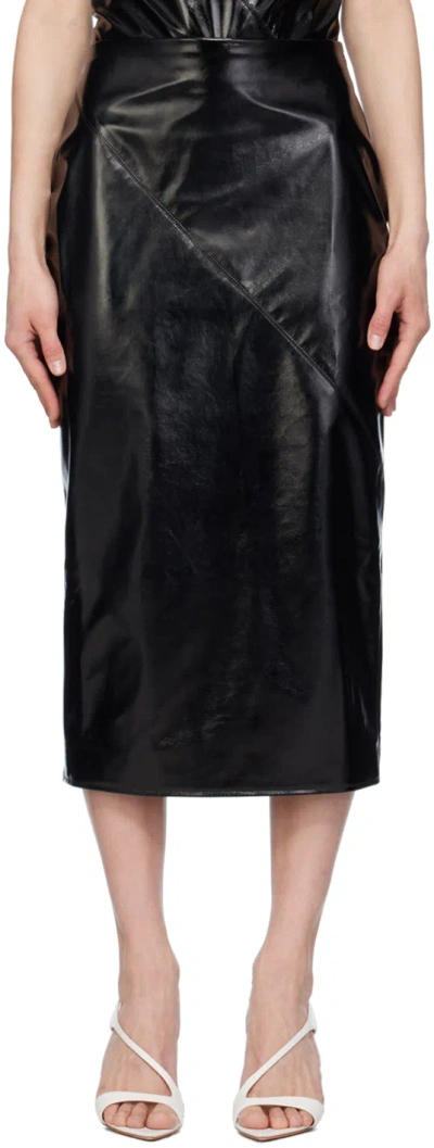 Gauge81 Black Kuana Faux-leather Midi Skirt