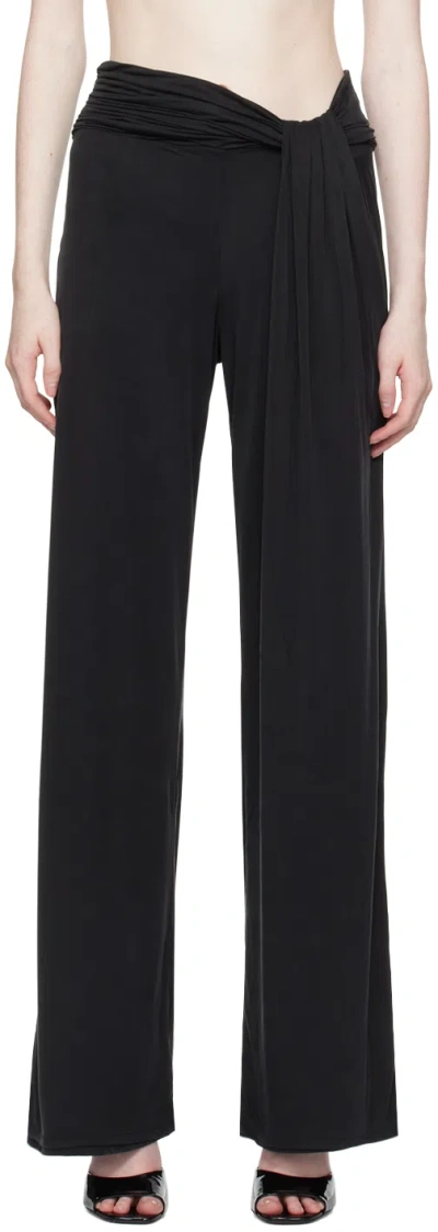 Gauge81 Loutro Twisted-waist Jersey Wide-leg Trousers In 100 Black