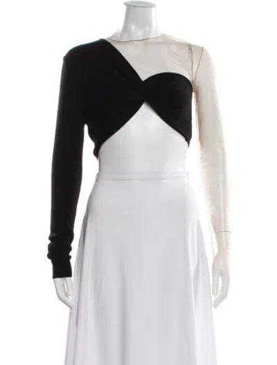 Pre-owned Gauge81 Cashmere Asymmetrical Crop Top In Black