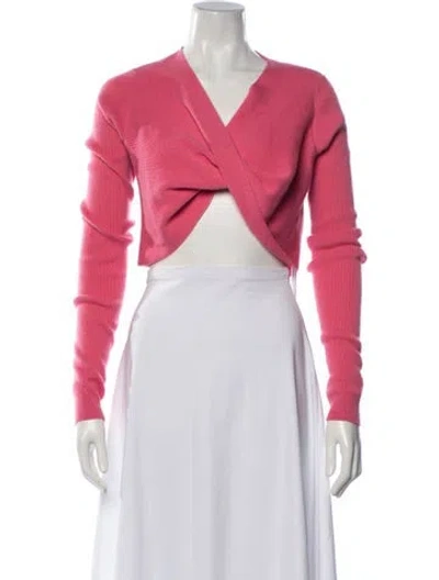 Pre-owned Gauge81 Cashmere V-neck Crop Top In Pink