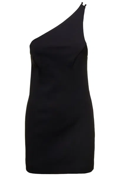 Gauge81 Colorado One Shoulder Mini Black Dress In Viscose Blend Woman