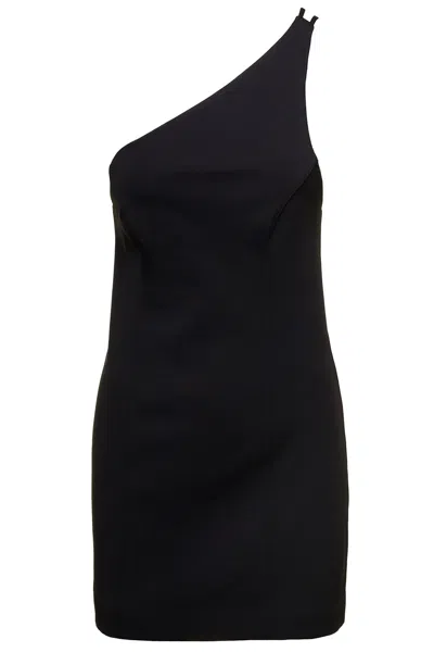 GAUGE81 COLORADO ONE SHOULDER MINI BLACK DRESS IN VISCOSE BLEND WOMAN GAUGE81