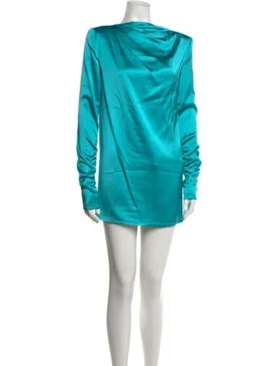 Pre-owned Gauge81 Cowl Neck Mini Dress In Blue